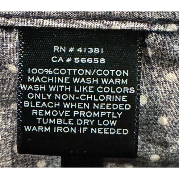 Lauren Ralph Lauren Non Iron navy white Polka Dot cotton Button Up size medium - Picture 12 of 12